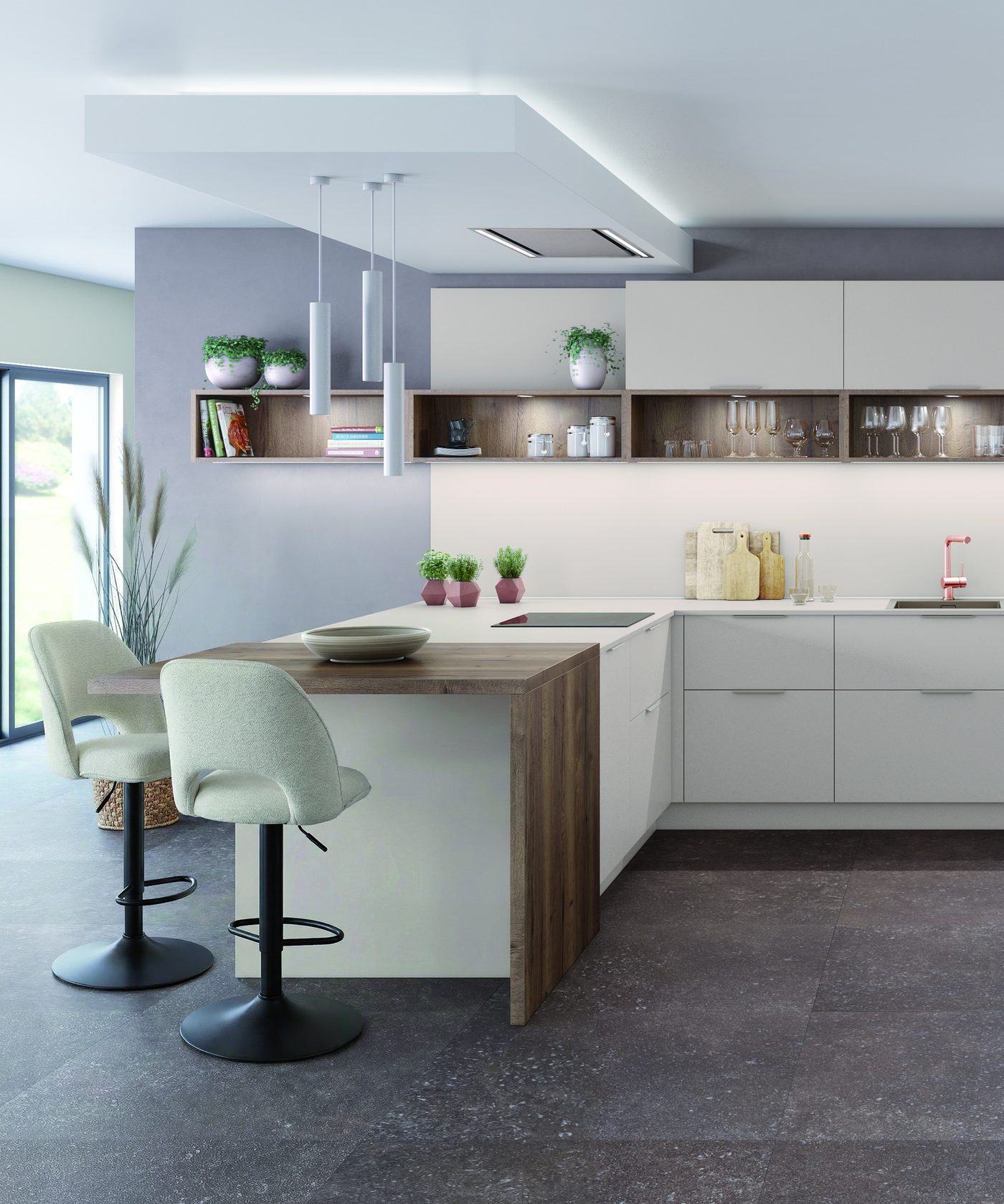 Cuisine Dune coloris Cashmere avec niches Chêne country