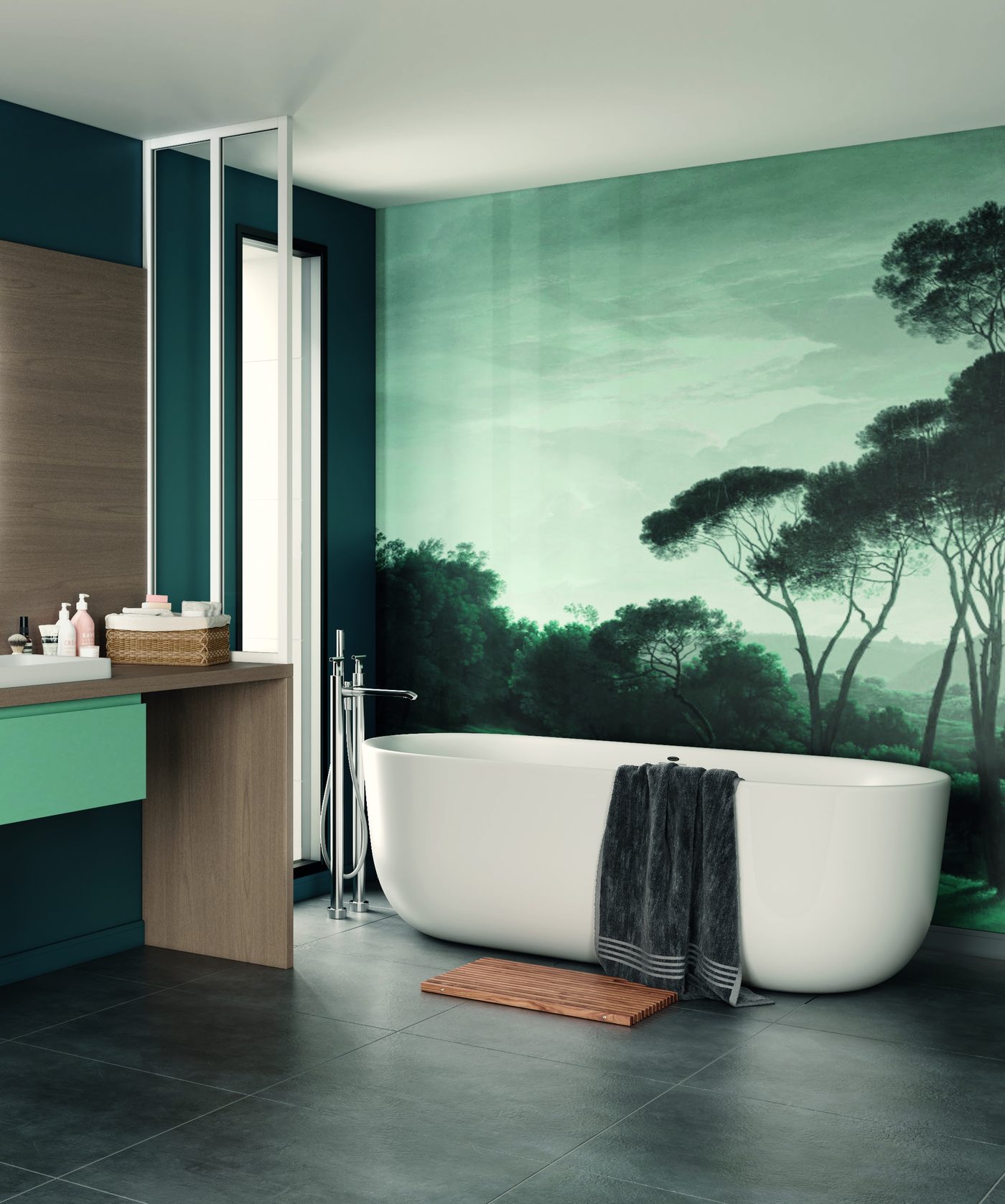 Salle de bains Littoral avec baignoire îlot